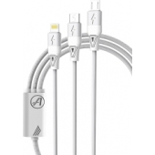 Aspor 3-in-1 kabel - Lightning - USB-C - Micro-USB - Zilver