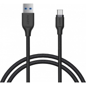 Aukey Braided Nylon USB-C Kabel - Zwart - 1.2 Meter
